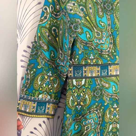 Talbots Green Sheath Dress with Cuffed 3/4 Sleeves STRETCH WOMENS SIZE 8 - Picture 3 of 9